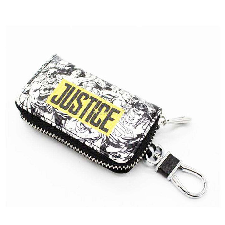 Justice Zipper Matte Leather Key Cover Pouch with Keychain Ring