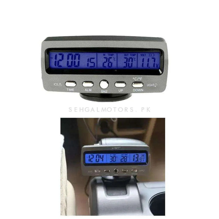 Car Electronic Dashboard Clock with Freeze-Alert, Thermometer, Voltage Meter, Clock - VST-7045V