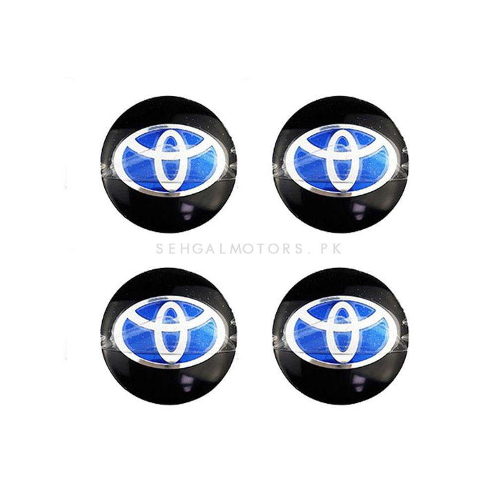 Toyota Wheel Cap Logo Black with Centre Logo Blue - 4 Pc