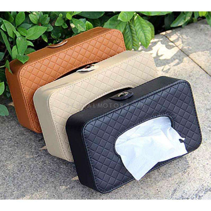 Car Facial Sun Visor / Sunshade Tissue Holder Case Box - Brown