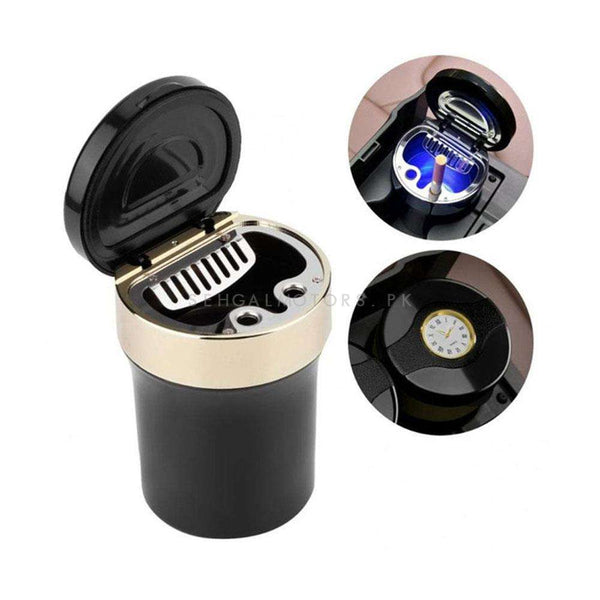 Multi-function LED Car Ashtray with Clock and Blue LED Light