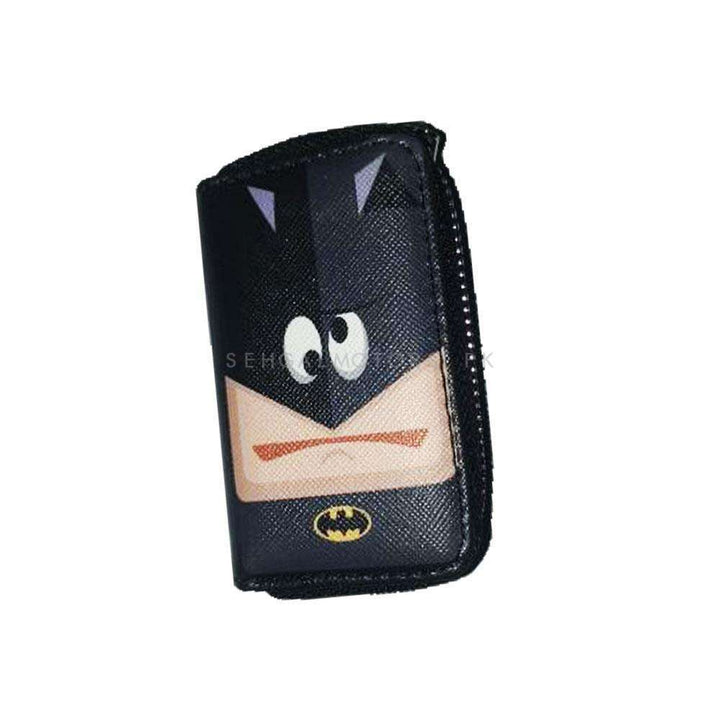 Batman Zipper Matte Leather Key Cover Pouch V3 with Keychain Ring
