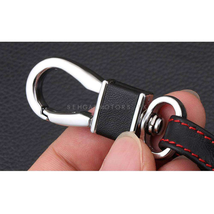 Toyota Prius / Toyota Prado Leather Key Cover 3 Button with Key Chain Ring Black - Model 2016-2019