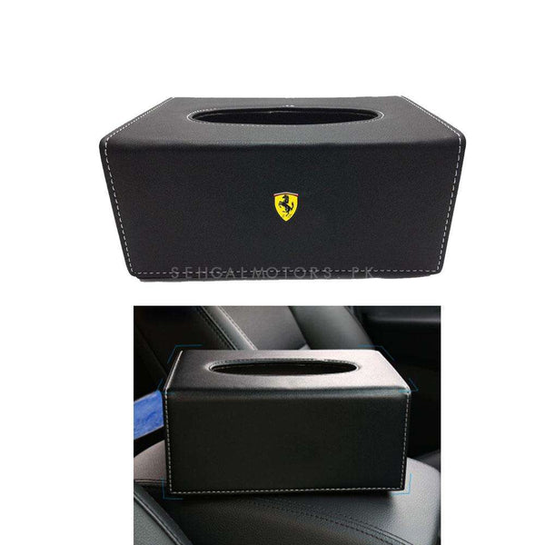 Ferrari Leather Car Tissue Holder Case Box 9CM Black