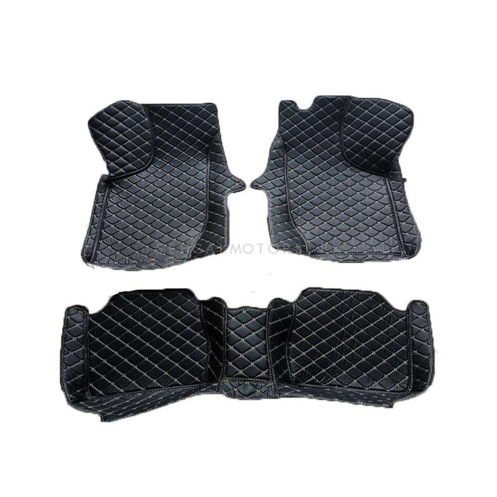 Suzuki Mehran 7D Custom Floor Mat Black Multi Color Thread 3 Pcs - Model 2012-2017