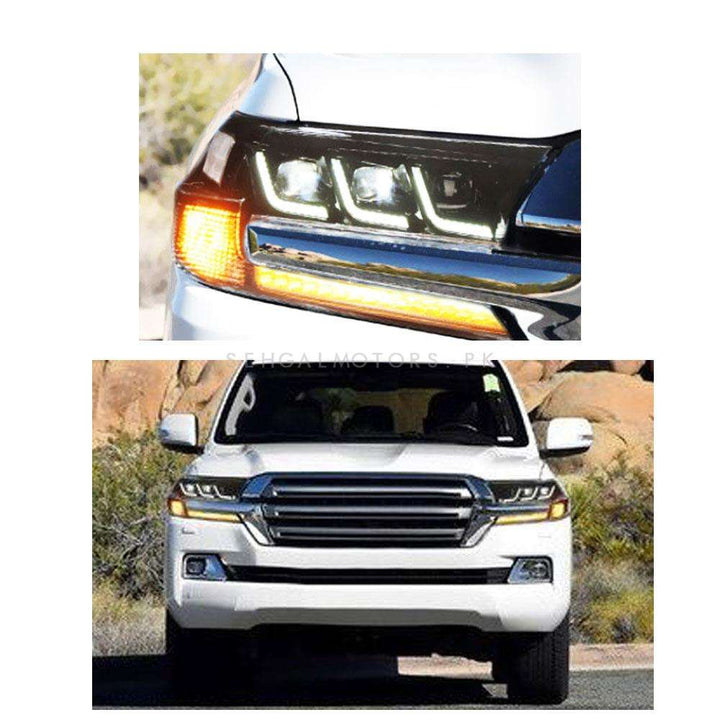 Toyota Land Cruiser LC200 Lexus Style Head Lamps Light Pair - Model 2015-2021