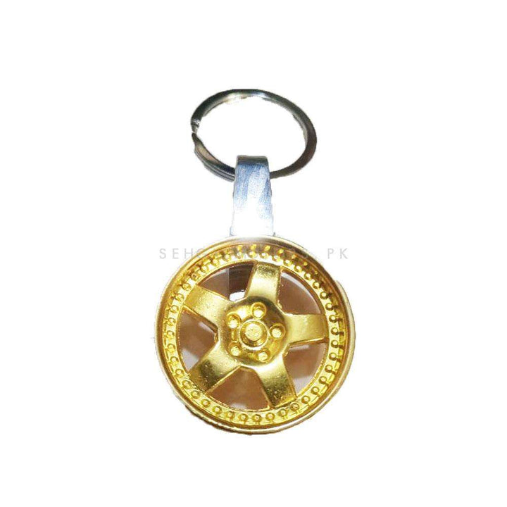 Rim Metal Keychain Keyring Golden Chrome