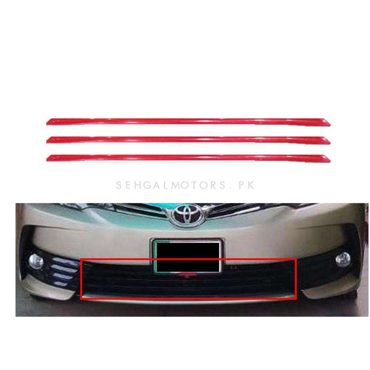 Toyota Corolla Face Lift Lower Grille Trims Red 3 Pc - Model 2014-2017