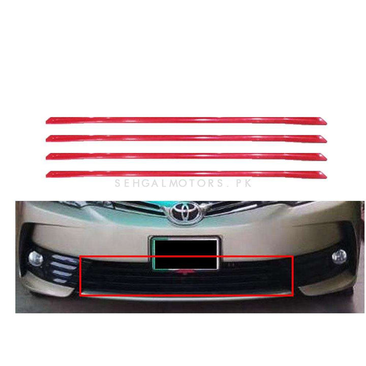 Toyota Corolla Face Lift Lower Grille Trims Red 4Pc - Model 2017-2021