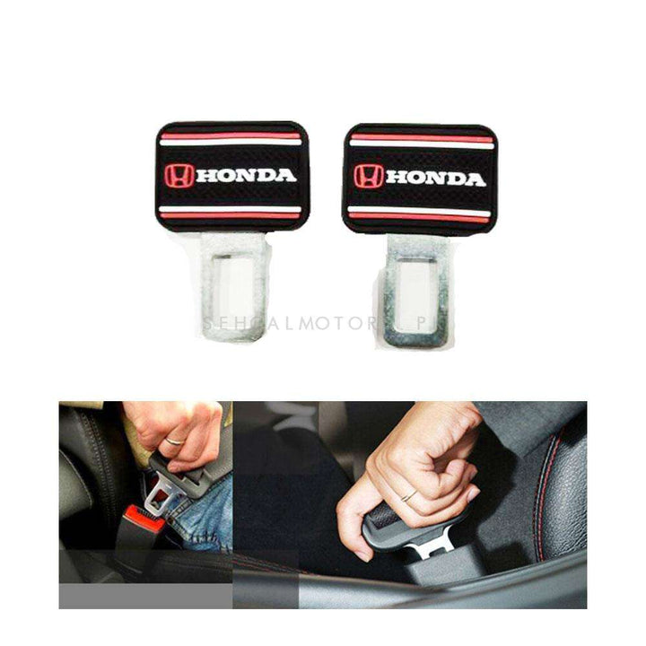 Honda With Logo Seat Belt Clips Red and Black - Pair