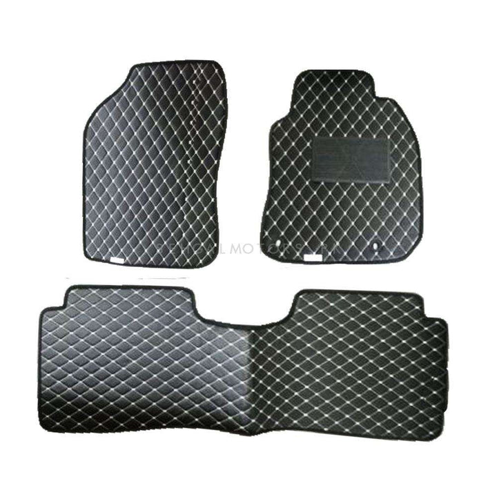 Toyota Corolla 7D Eco Floor Mat Black Stitched Multi Color Thread 3 Pcs - Model 2014-2021