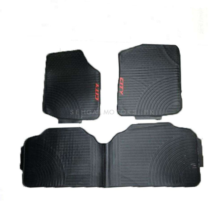 Honda City Heavy Duty Custom Fit PVC Rubber Floor Mat Black Mix Design 3 Pcs - Model 2008-2021