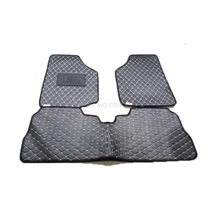 Suzuki Wagon R 7D Eco Floor Mat Black Stitched Multi Color Thread 3 Pcs - Model 2014-2021