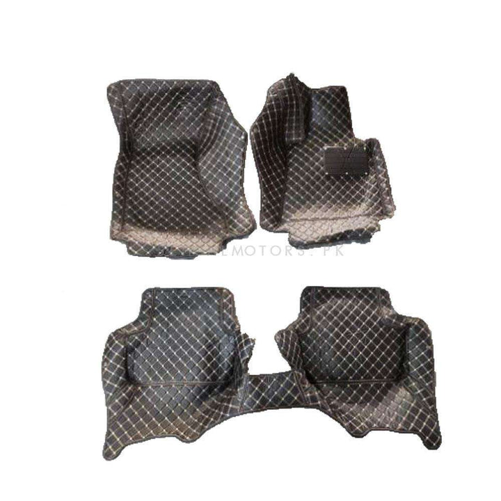 Audi A4 7D Luxury Floor Mats Black Multi Color Thread 3 Pcs - Model 2006-2012