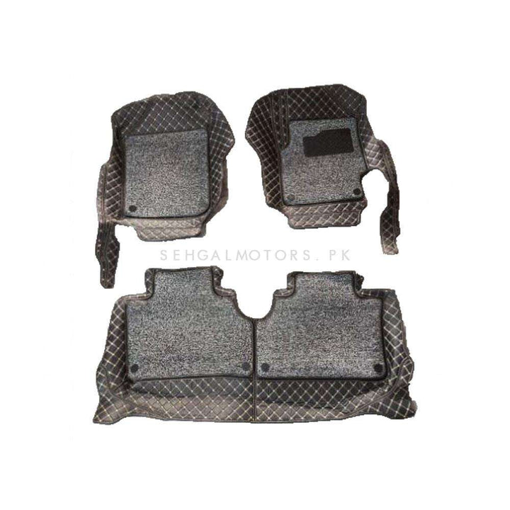 Toyota Yaris 9D Floor Mats Mix Thread Black With Gray Grass 3 Pcs - Model 2020-2021