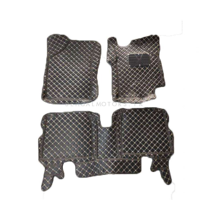 Suzuki Wagon R 7D Floor Mat Black Multi Color Thread 3 Pcs - Model 2014-2021