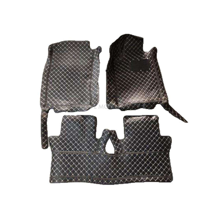 Honda CRZ 7D Floor Mats Black Multi Color Thread 3 Pcs - Model 2010-2018