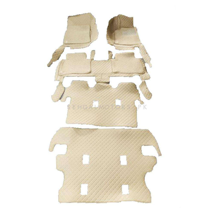 Toyota Land Cruiser LC200 9D Floor Mats Mix Thread Beige With Beige Grass 5 Pcs - Model 2015-2021