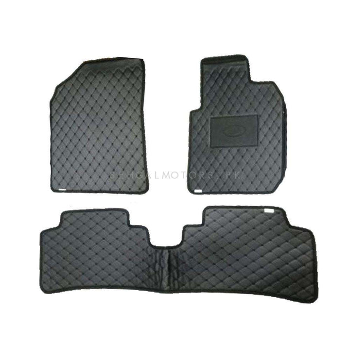 KIA Picanto 7D Eco Floor Mats Black Stitched Multi Color Thread 3 Pcs - Model 2019-2024