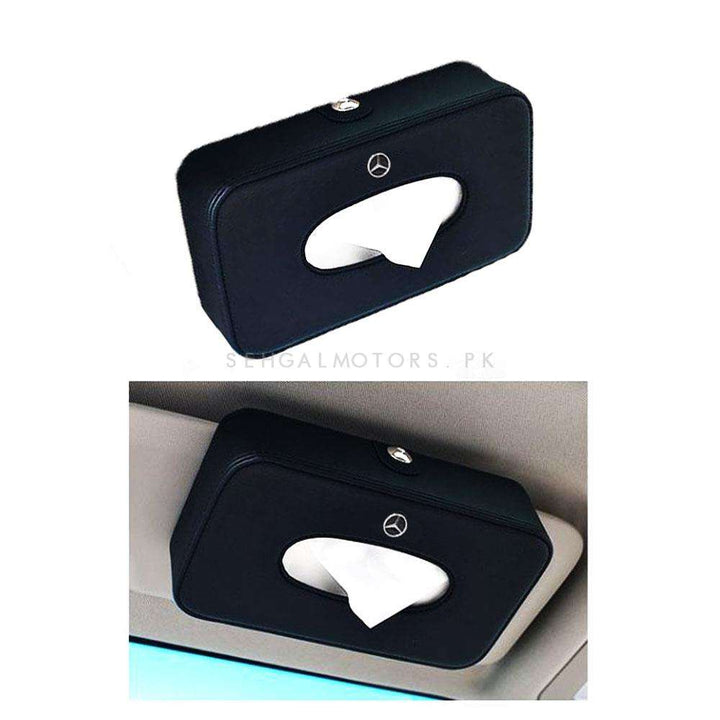 Mercedes Leather Car Sun Visor / Sunshade Tissue Holder Case Box - Black