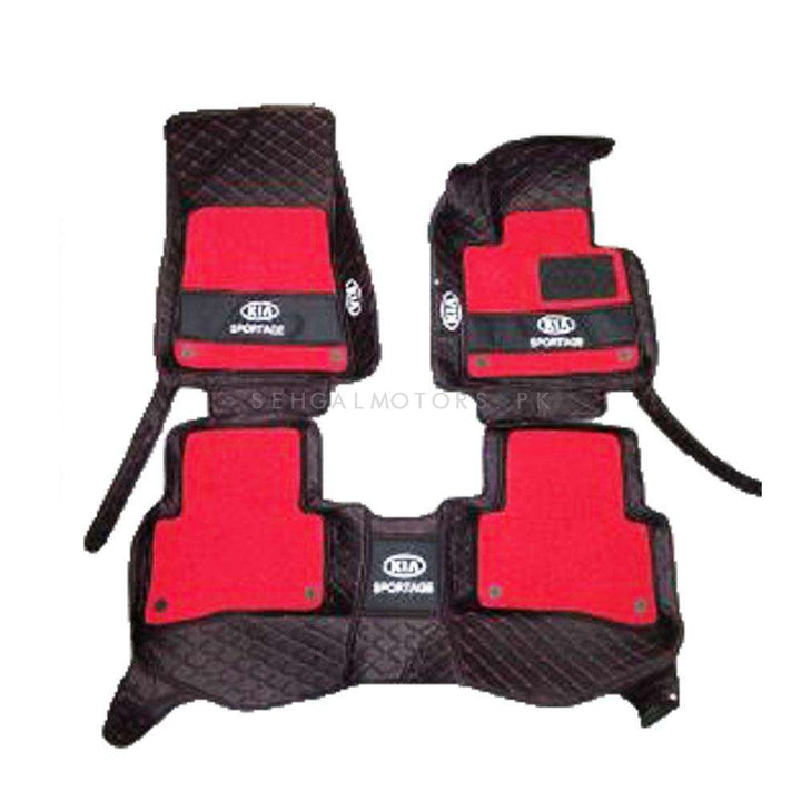 KIA Sportage 10D Floor Mats Mix Thread Black With Red Grass With Logo 3 Pcs - Model 2019-2021