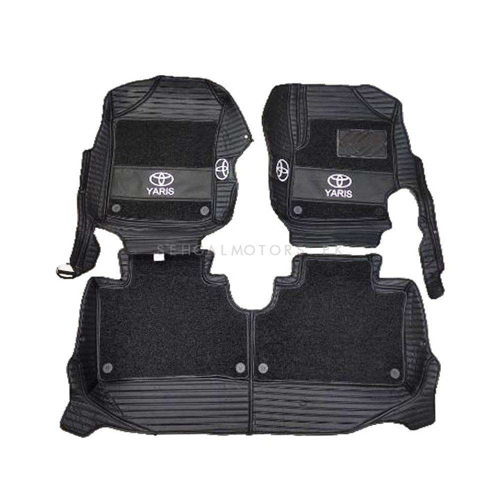 Toyota Yaris 10D Lining Floor Mats Mix Thread Black With Black Grass With Logo 3 Pcs - Model 2020-2021