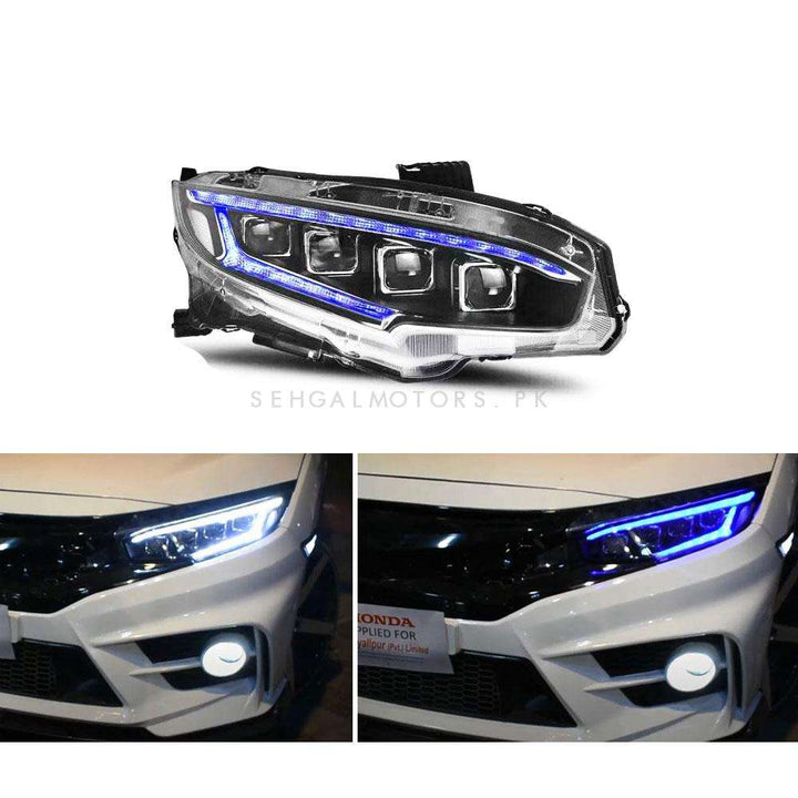 Honda Civic NSX V2 Bugatti Style Head Lamps Light Pair - Model 2016-2021