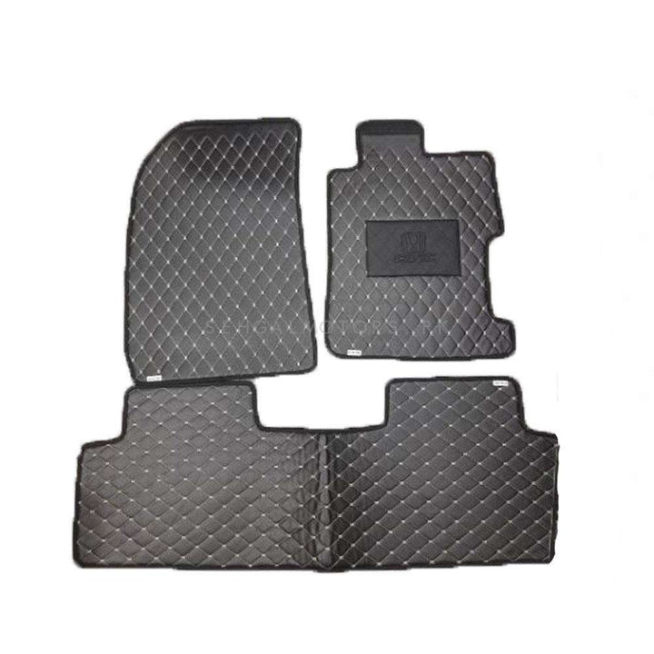 Honda Civic 7D Eco Floor Mat Black Stitched Multi Color Thread 3 Pcs - Model 2006-2012