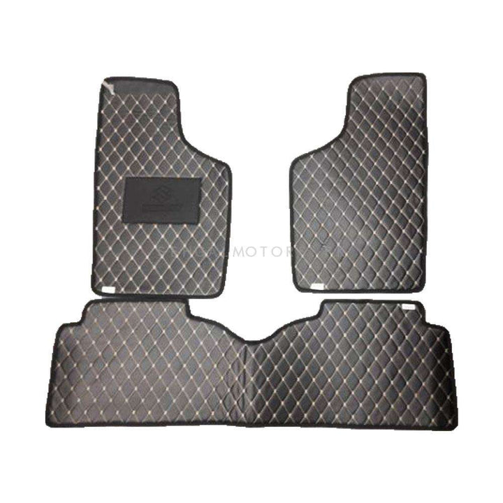 Suzuki Mehran 7D Eco Floor Mat Black Stitched Multi Color Thread 3 Pcs - Model 2012-2019