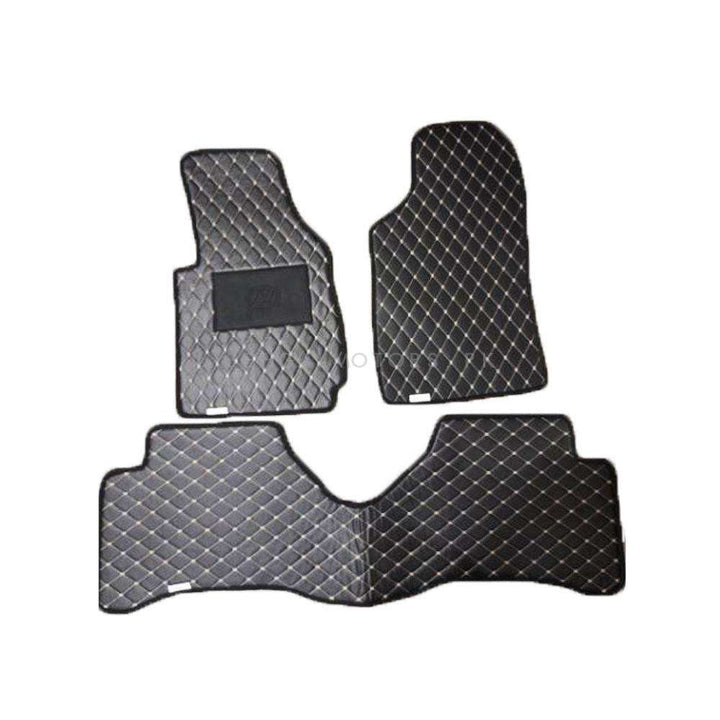 Hyundai Santro 7D Eco Floor Mat Black Stitched Multi Color Thread 3 Pcs - Model 2003-2014