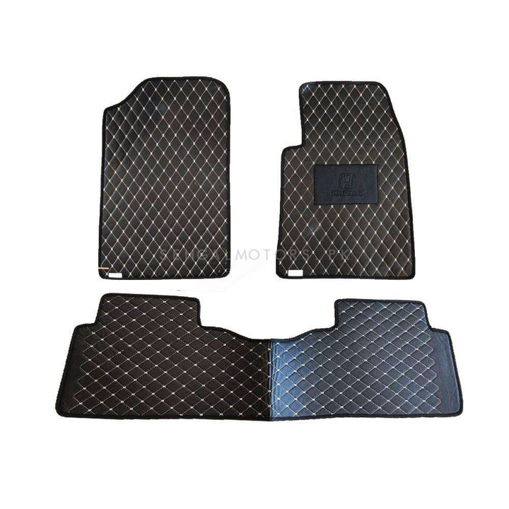 Honda Civic 7D Eco Floor Mat Black Stitched Multi Color Thread 3 Pcs - Model 2017-2023