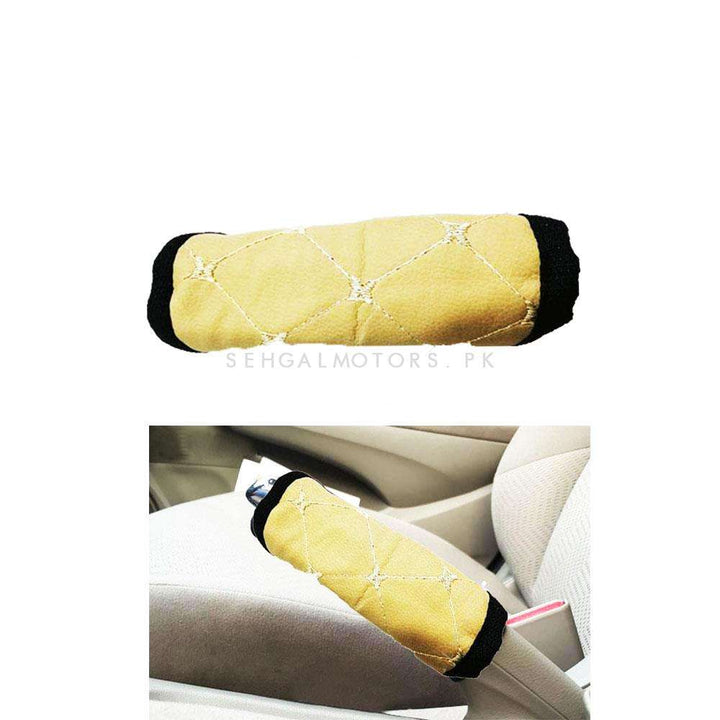 Universal Hand Brake Beige Cover With Mix Thread