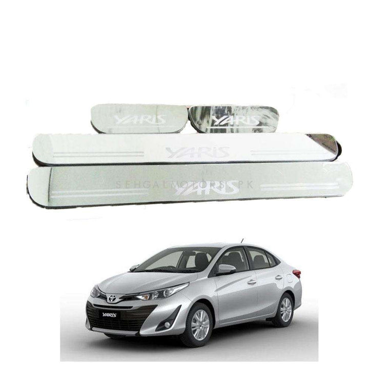 Toyota Yaris Metal LED Sill Plates Chrome / Skuff LED panels - Model 2020-2021