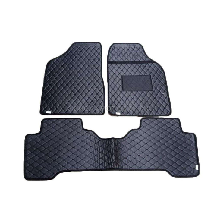 Changan Alsvin 7D Eco Floor Mats Black Stitched Multi Color Thread 3 Pcs - Model 2019-2024