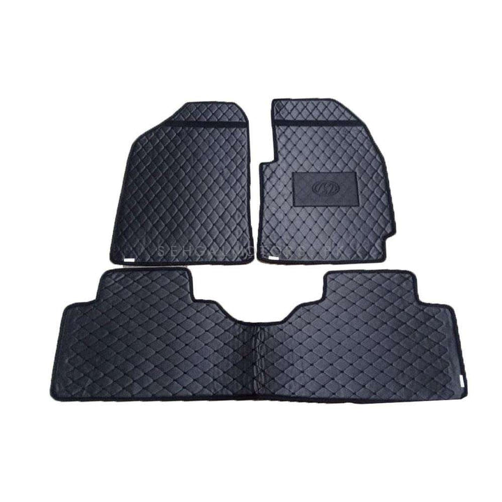 Hyundai Elantra 7D Eco Floor Mats Black Stitched Multi Color Thread 3 Pcs - Model 2020-2024