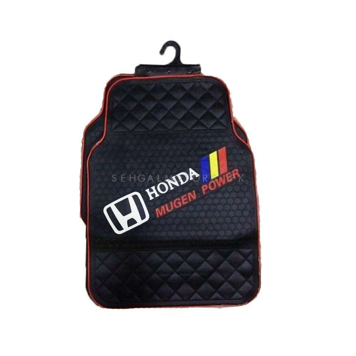 Honda Mugen Power Universal PVC Rubber Floor Mat Black and Red Mix Design 5 Pcs