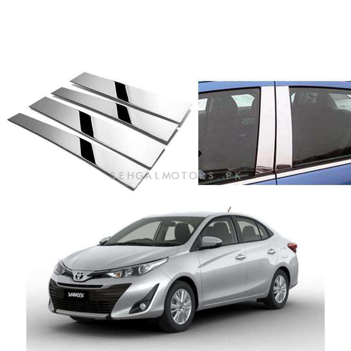 Toyota Yaris Door Pillar Chrome Trims - Model 2020-2021