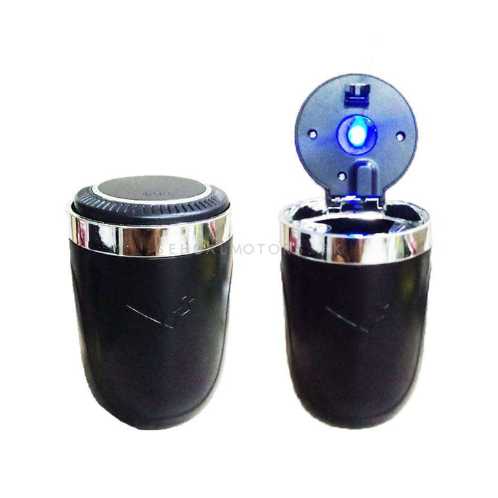 New Style Portable Car Ashtray With LED Black and Chrome For Smokers