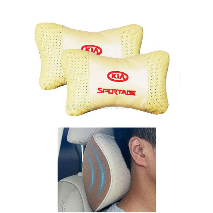 KIA Logo Neck Rest Headrest Pillow Cushion Beige