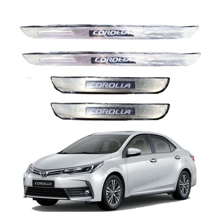 Toyota Corolla Metal LED Sill Plates / Skuff LED Panels Chrome - Model 2014-2021