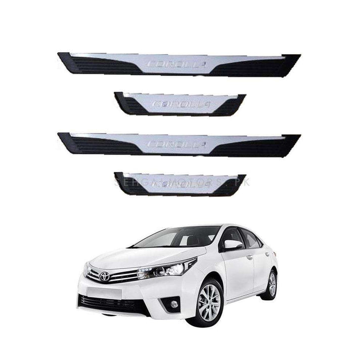 Toyota Corolla Rubber LED Sill Plates / Skuff LED Panels Black With Chrome - Model 2014-2017
