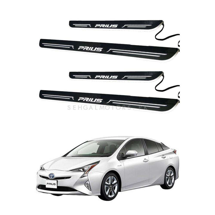 Toyota Prius Glass LED Sill Plates / Skuff LED panels Cold White - Model 2017-2019