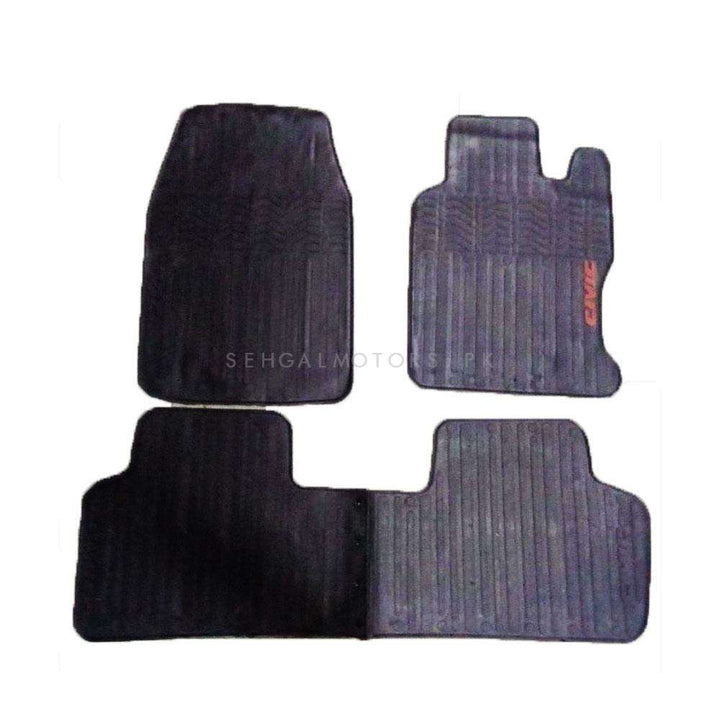 Honda Civic Custom Fit PVC Rubber Floor Mat Black Mix Design 3 Pcs - Model 2006-2012