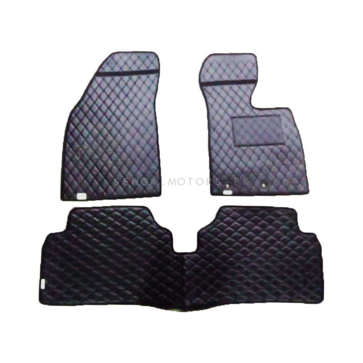 Proton Saga 7D Eco Floor Mats Black Stitched Multi Color Thread 3 Pcs - Model 2021-2024