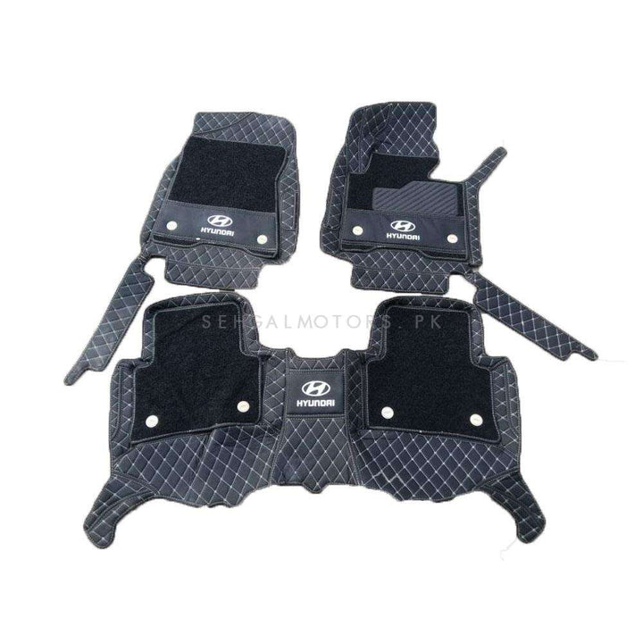 Hyundai Tucson 10D Floor Mats Mix Thread Black With Black Grass With Logo 3 Pcs - Model 2020-2024