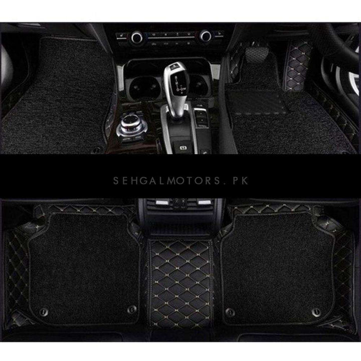 Toyota Prado 9D Floor Mats Mix Thread Black With Black Grass 3 Pcs - Model 2009-2021