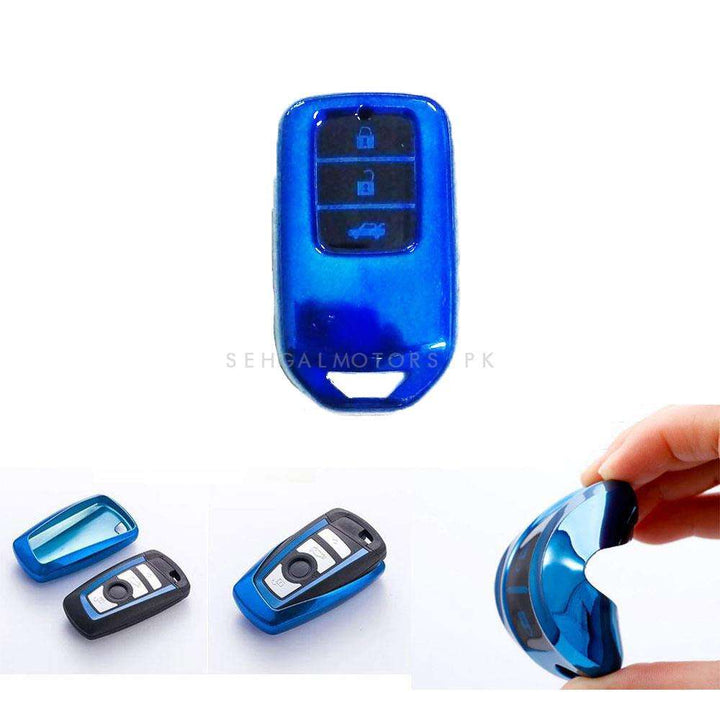 Honda Civic TPU Protection Key Cover 3 Button Blue color - Model 2017 -2021