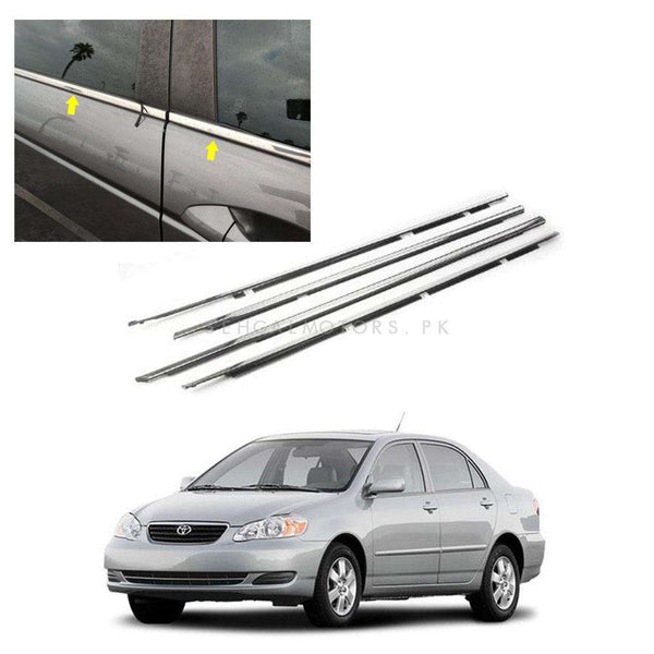 Toyota Corolla Window Chrome Weather Strips 4 Pcs - Model 2004-2008