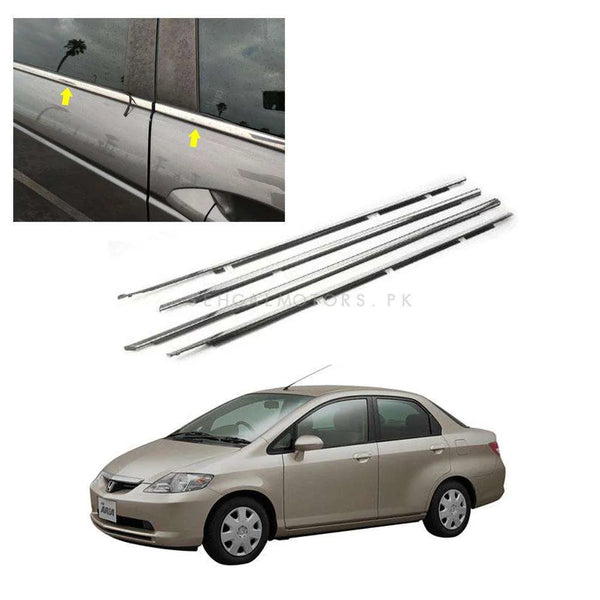 Honda City Window Weather Strip Chrome 4 Pcs - Model 2003-2006