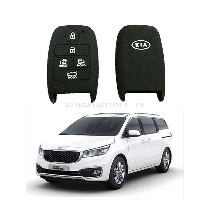 KIA Grand Carnival PVC Silicone Protection Key Cover 5 Button Black - Model 2019-2024